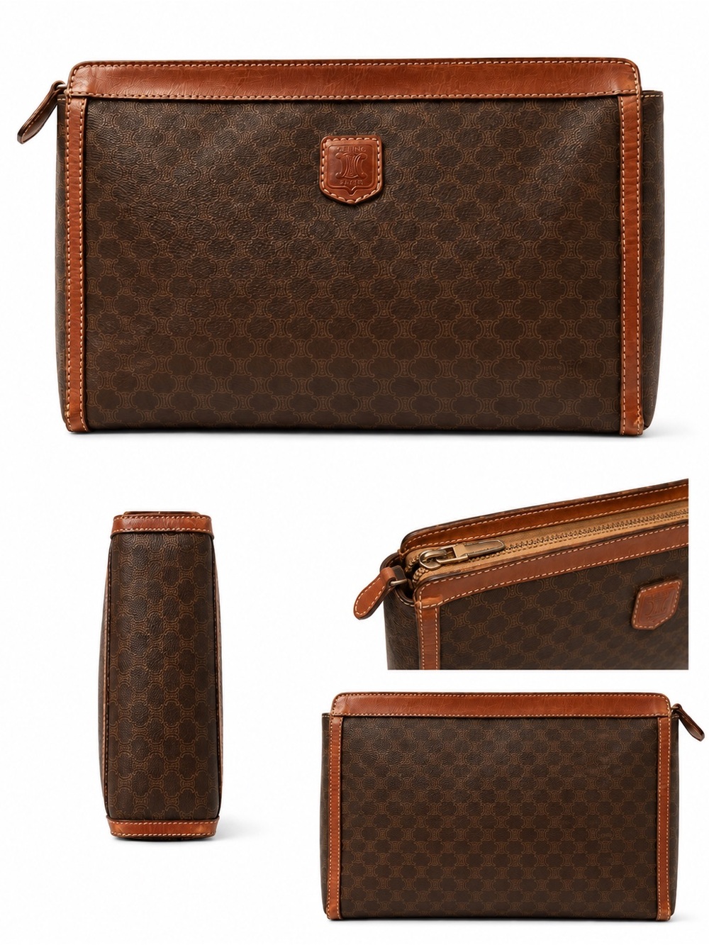 Vintage Celine Leather-Trim Toiletry Bag